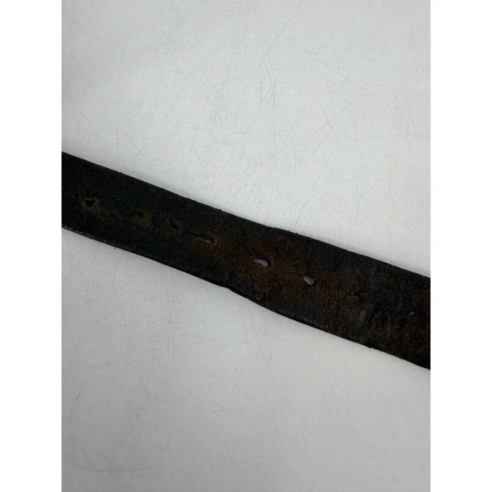 Levi Strauss Belt Mens Medium Black Leather Large Trophy Buckle Western Vintage